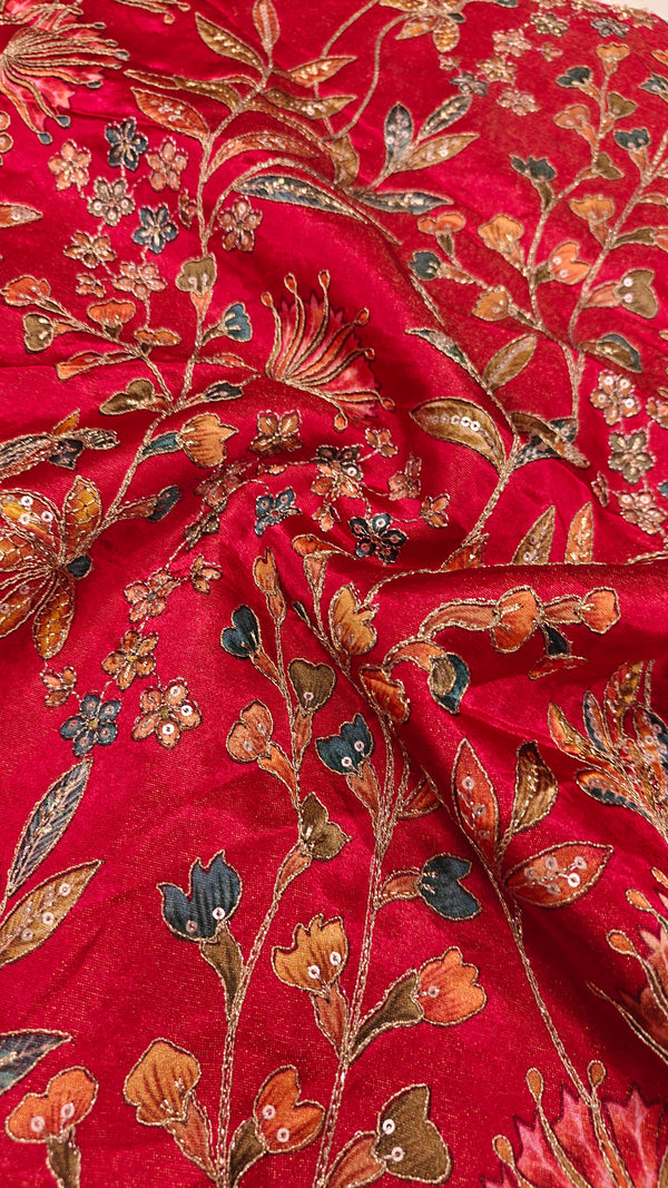 Red Tissue Gaji Embroidery (2040)