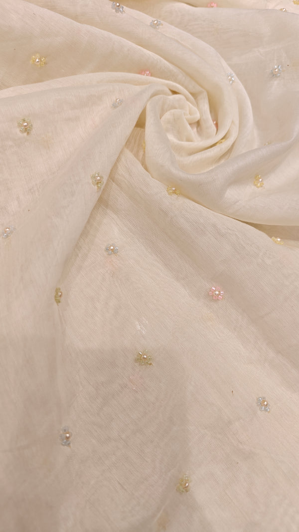 White Mul Chanderi — 1.20 m Cut Piece (#2058)
