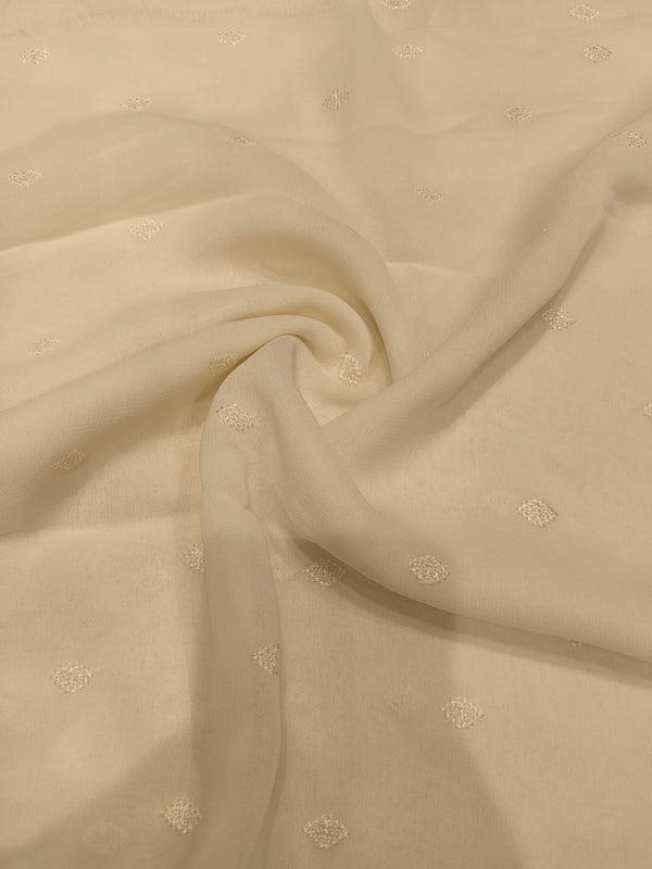 White Embroidered Georgette — 1.00 m Cut Piece (#2072)