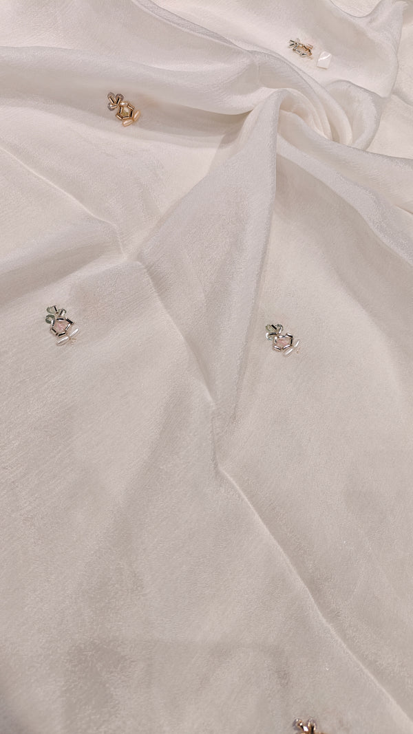 White Embroidered Chinon — 1.25 m Cut Piece (#2086)
