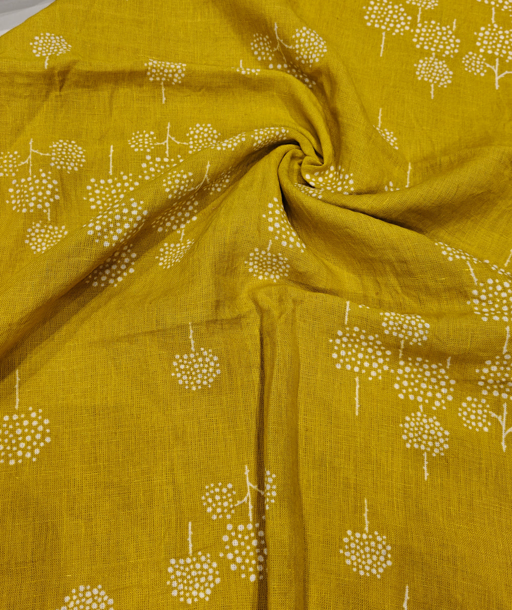 Mustard Printed Linen — 0.95 m Cut Piece (#1610)