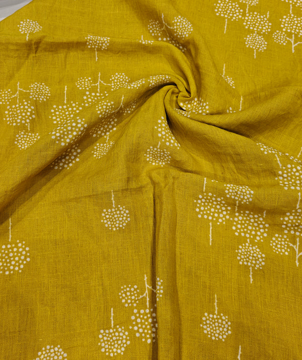 Mustard Printed Linen — 0.95 m Cut Piece (#1610)