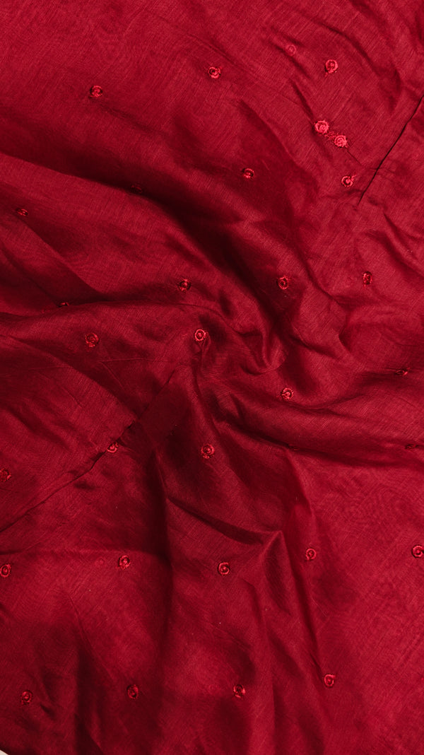 Maroon Embroidered Chanderi — 1.30 m Cut Piece (#2090)